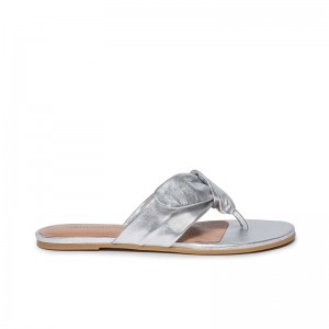 Bernardo Harmony Thong Women Slide Sandals Silver | TEP9735MH