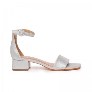 Bernardo Jalena Low Women Heels Sandals Silver | KBS8189LY