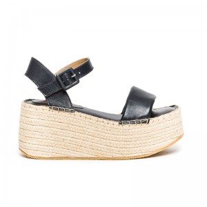 Bernardo Mallorca Espadrille Women Platform Sandals Black | HML1182SN