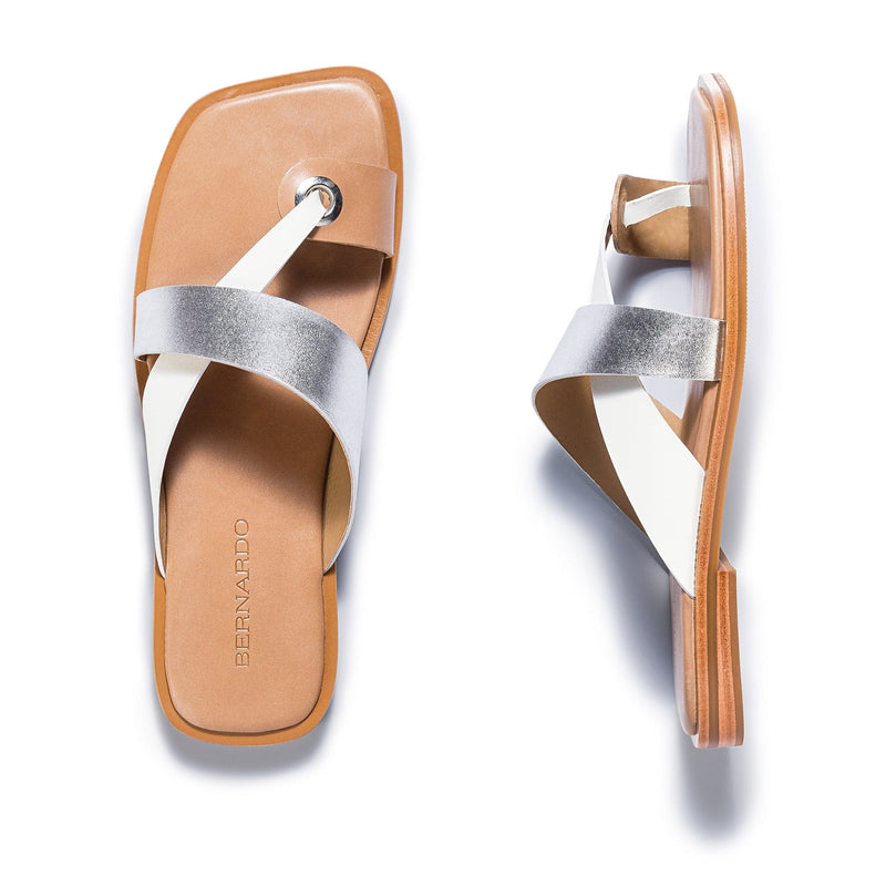 Bernardo Amelia Cross Strap Women Slide Sandals Silver White | IYI8590RY