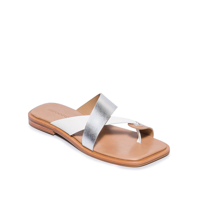 Bernardo Amelia Cross Strap Women Slide Sandals Silver White | IYI8590RY