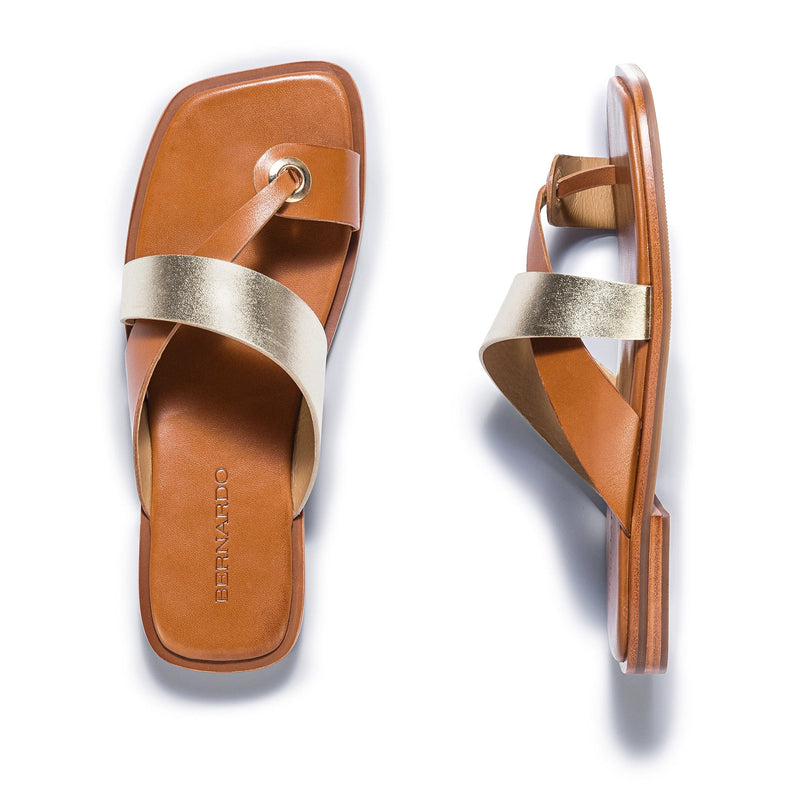 Bernardo Amelia Cross Strap Women Slide Sandals Gold Brown | GOA7088DE