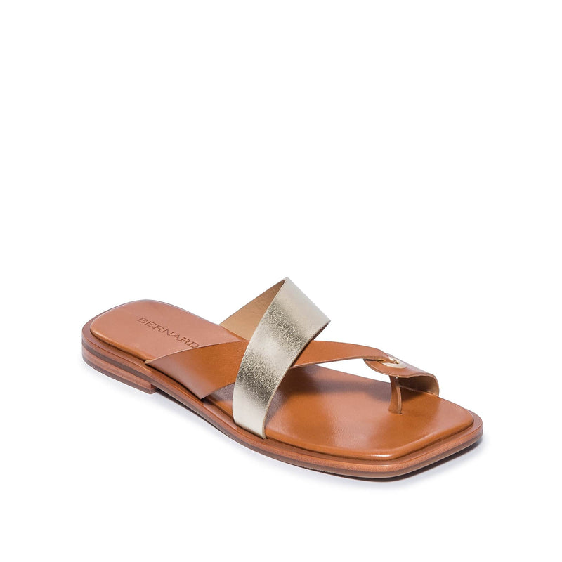 Bernardo Amelia Cross Strap Women Slide Sandals Gold Brown | GOA7088DE