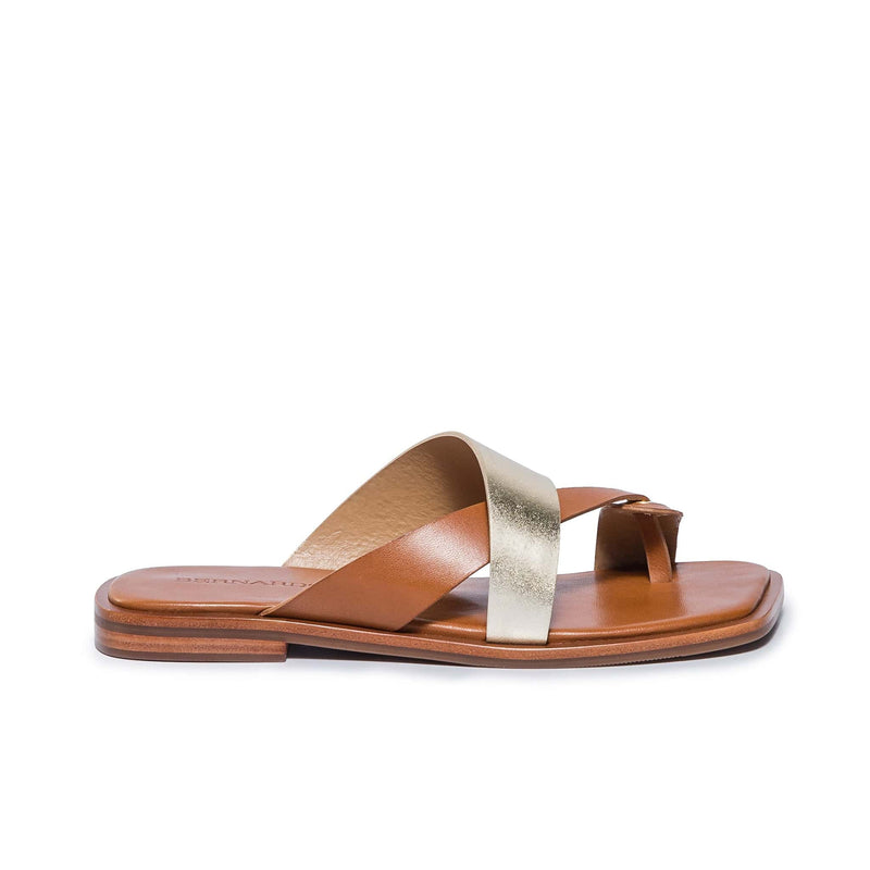 Bernardo Amelia Cross Strap Women Slide Sandals Gold Brown | GOA7088DE