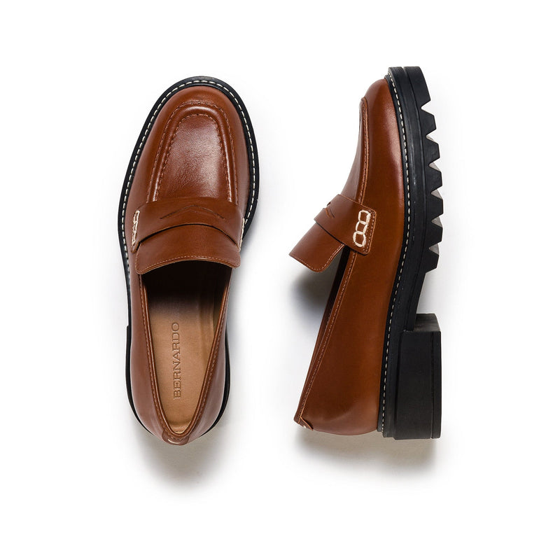 Bernardo Chandler Lug-Sole Women Loafers Dark Brown | CHP8583RG