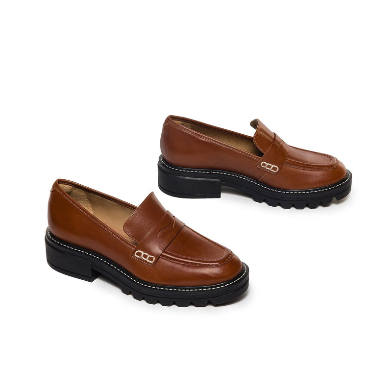 Bernardo Chandler Lug-Sole Women Loafers Dark Brown | CHP8583RG