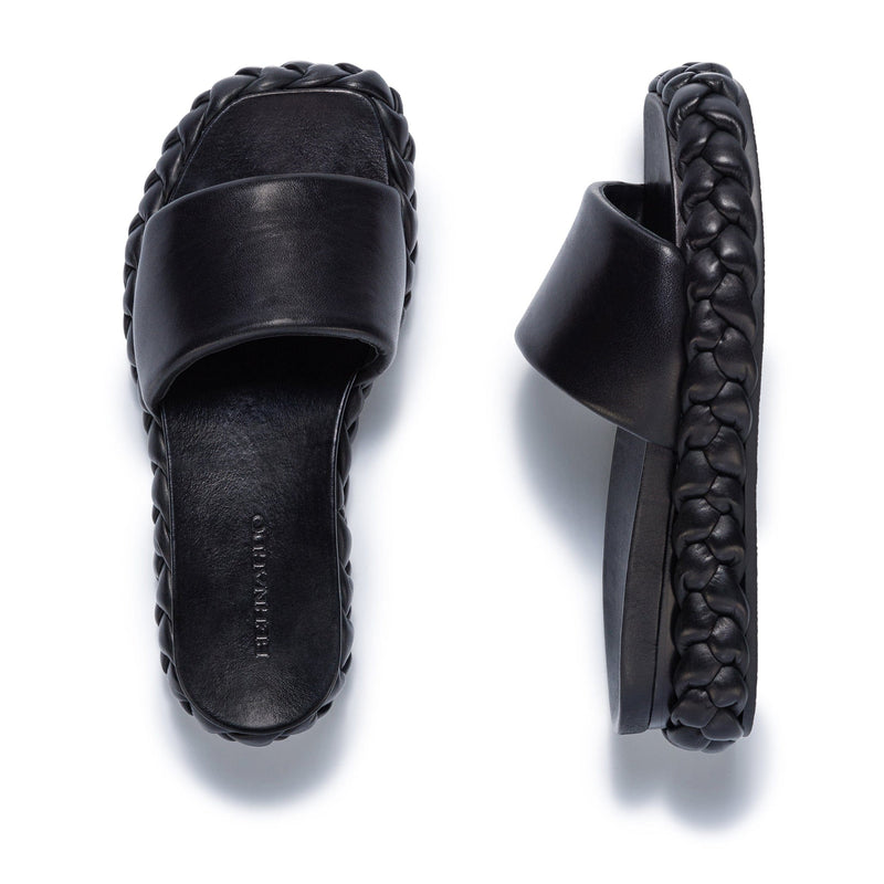 Bernardo Charleston Braided Women Slide Sandals Black | BHA3384XX