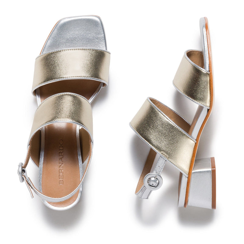 Bernardo Jasper Slingback Women Heels Sandals Silver Gold | LXU9348AH