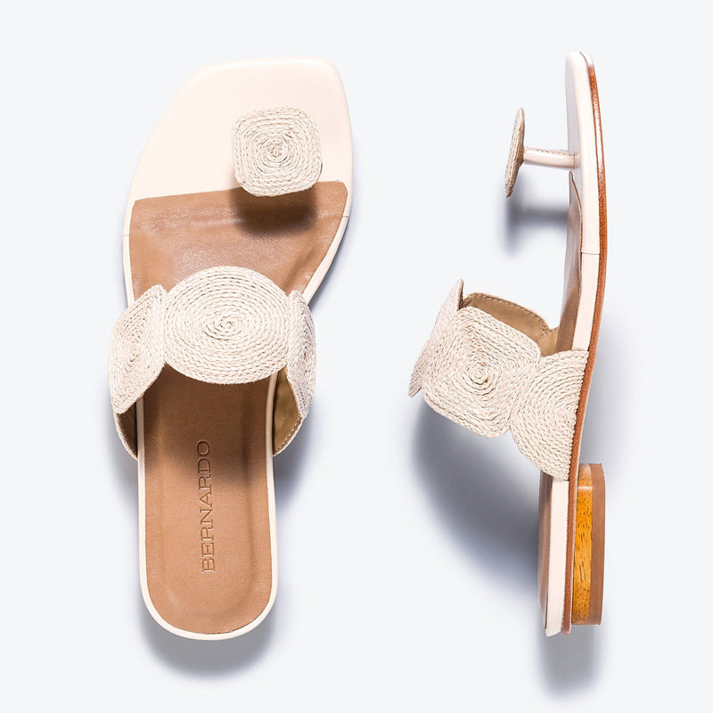 Bernardo Palermo Raffia Women Flat Sandals White | ZRF6658YN