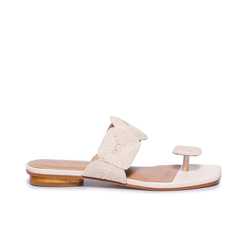 Bernardo Palermo Raffia Women Flat Sandals White | ZRF6658YN