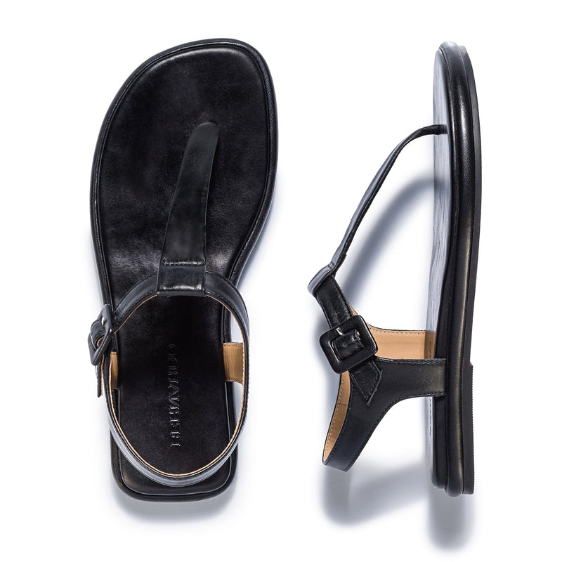 Bernardo Tucson T-Strap Women Flat Sandals Black | ZCU682MW